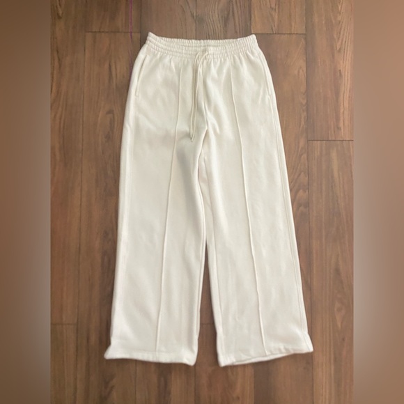 PINK Victoria’s Secret NWT Ivy Fleece Wide Leg Pants High Rise in Cream Sz Large - Picture 4 of 14